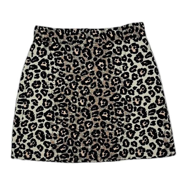 TOPSHOP Cheetah Print Jacquard Skirt - Size 6 - Picture 1 of 11